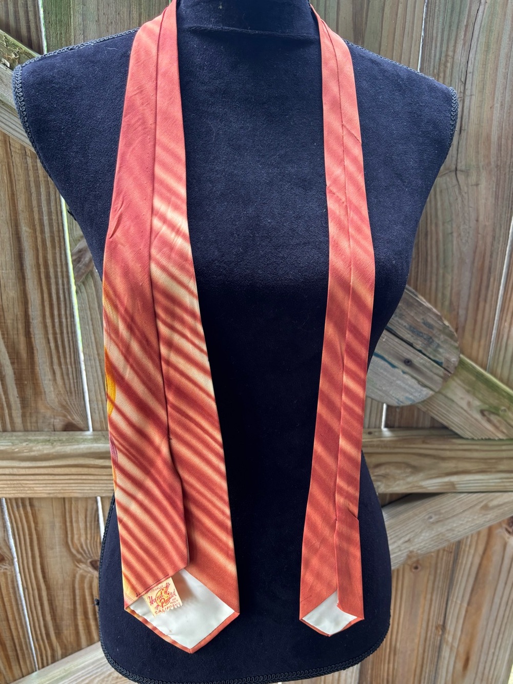 Warm Orange & Yellow Hand Painted Tie Size 53”L - Picture 3 of 6